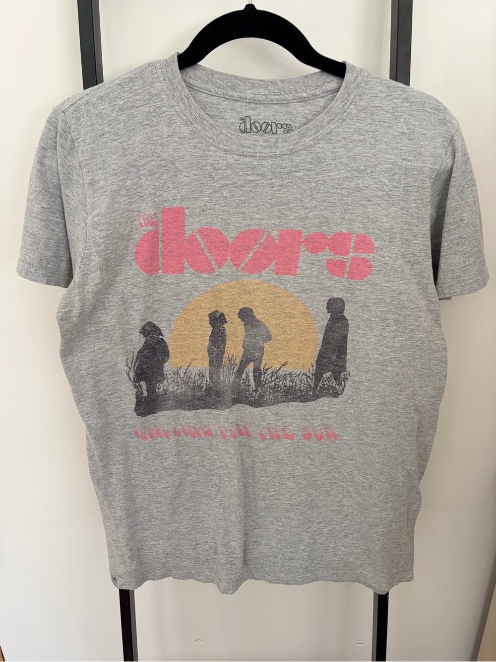 LG Gray Kids' Tee with Pink Logo and Gold Sun